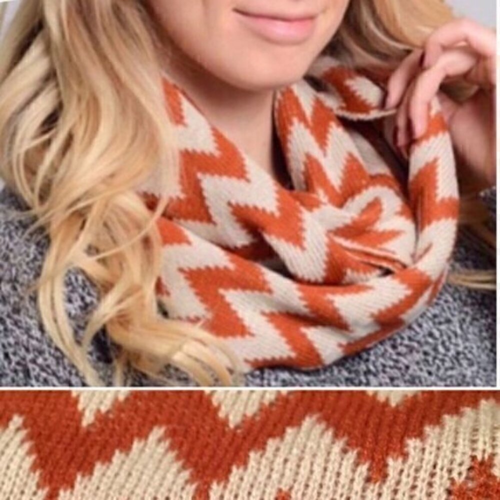 Orange Zig Zag Infinity Scarf